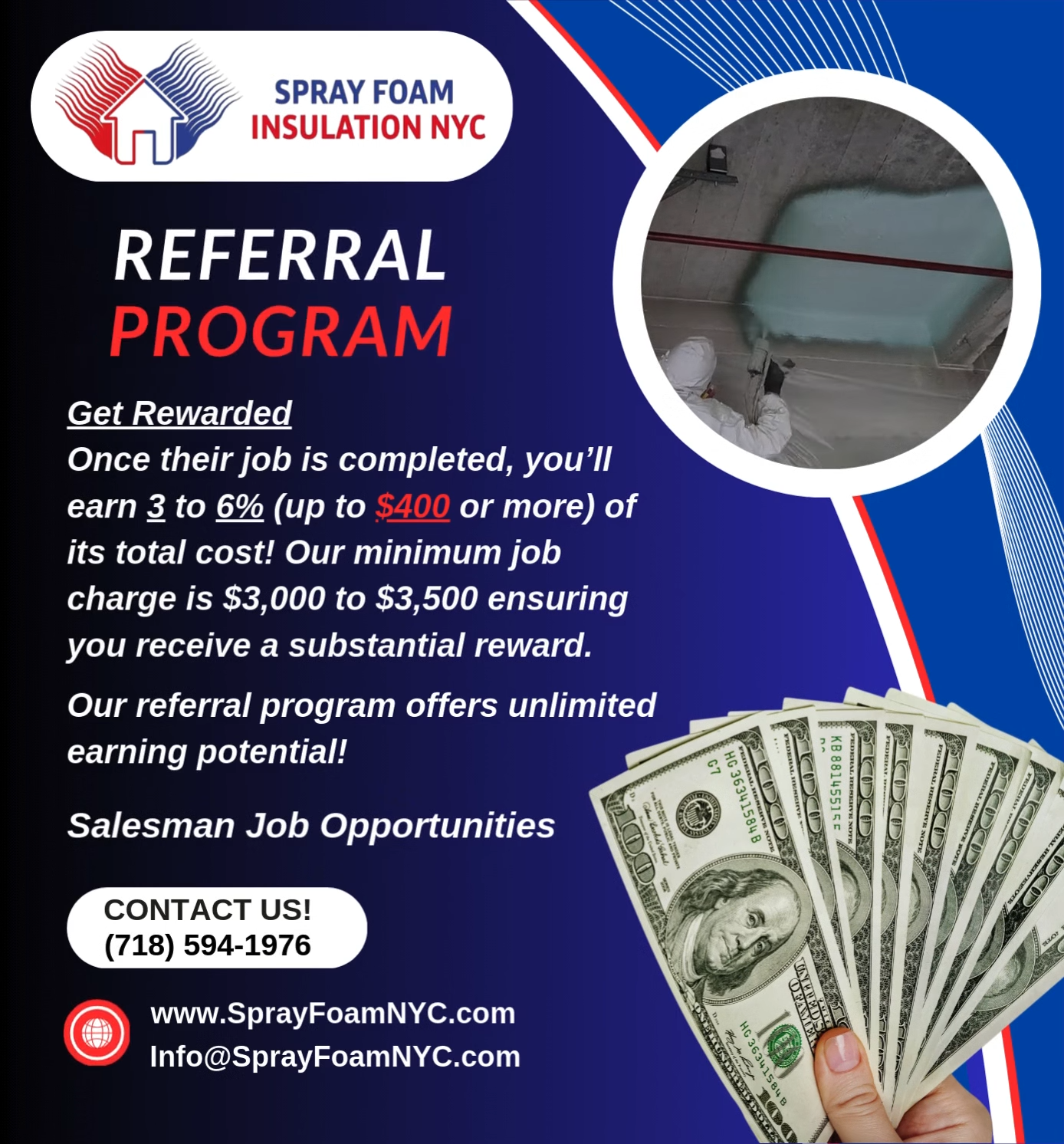 Insulation Referral Program in NYC – Spray Foam Insulation NYC